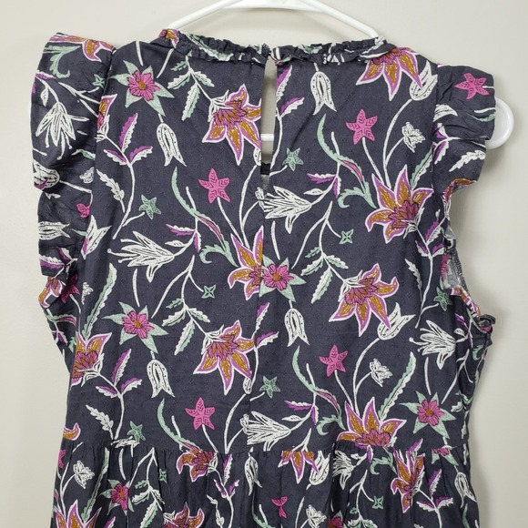 Universal Thread Flutter Short Sleeve Gray Purple Floral Dress Sz S Small Midi - Picture 5 of 10